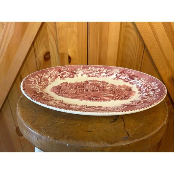 Vintage Avon Cottage Pink Oval Platter Tray 12" Hughes Longport Staffordshire (8 - Picture 2 of 12